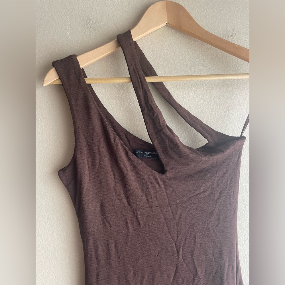 New Naked Wardrobe Women Brown Mini Dress Size Medium - Picture 2 of 12